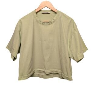 Acne Studios Cotton T-shirt Cylea Emboss Cropped Green Normcore Preppy Relaxed
